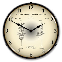 Railroad Train Crossing Signal 1935 Patent LED Wall Clock Illuminated not Neon