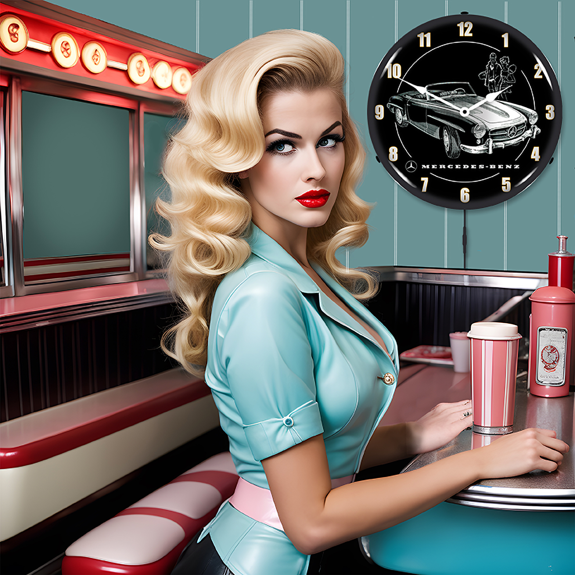 Mercedes LED Wall Clock Illuminated not Neon 3 Mercedes LED Wall Clock Illuminated not Neon - Image 3