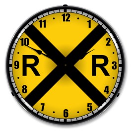 Railroad Crossing LED Wall Clock Illuminated not Neon