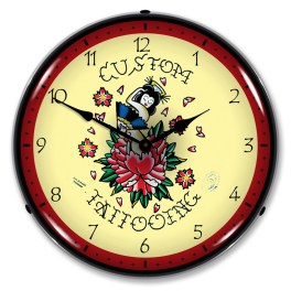 Tattoo Rose  LED Wall Clock Illuminated not Neon