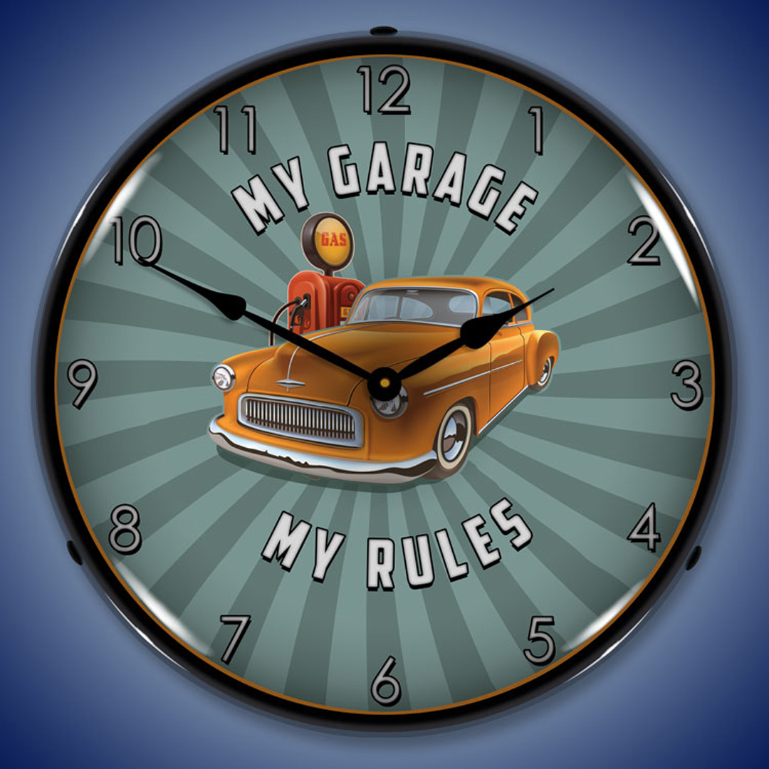 My Garage My Rules LED Wall Clock Illuminated not Neon 2 My Garage My Rules LED Wall Clock Illuminated not Neon - Image 2