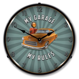 My Garage My Rules LED Wall Clock Illuminated not Neon