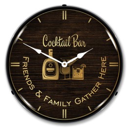 Cocktail Bar LED Wall Clock Illuminated not Neon