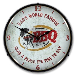 Dad's World Famous BBQ LED Wall Clock Illuminated not Neon