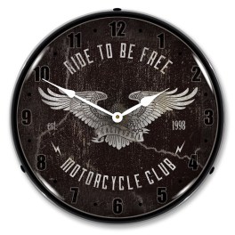 Ride to be Free LED Wall Clock Illuminated not Neon