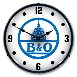B&O Railroad 2 LED Wall Clock Illuminated not Neon