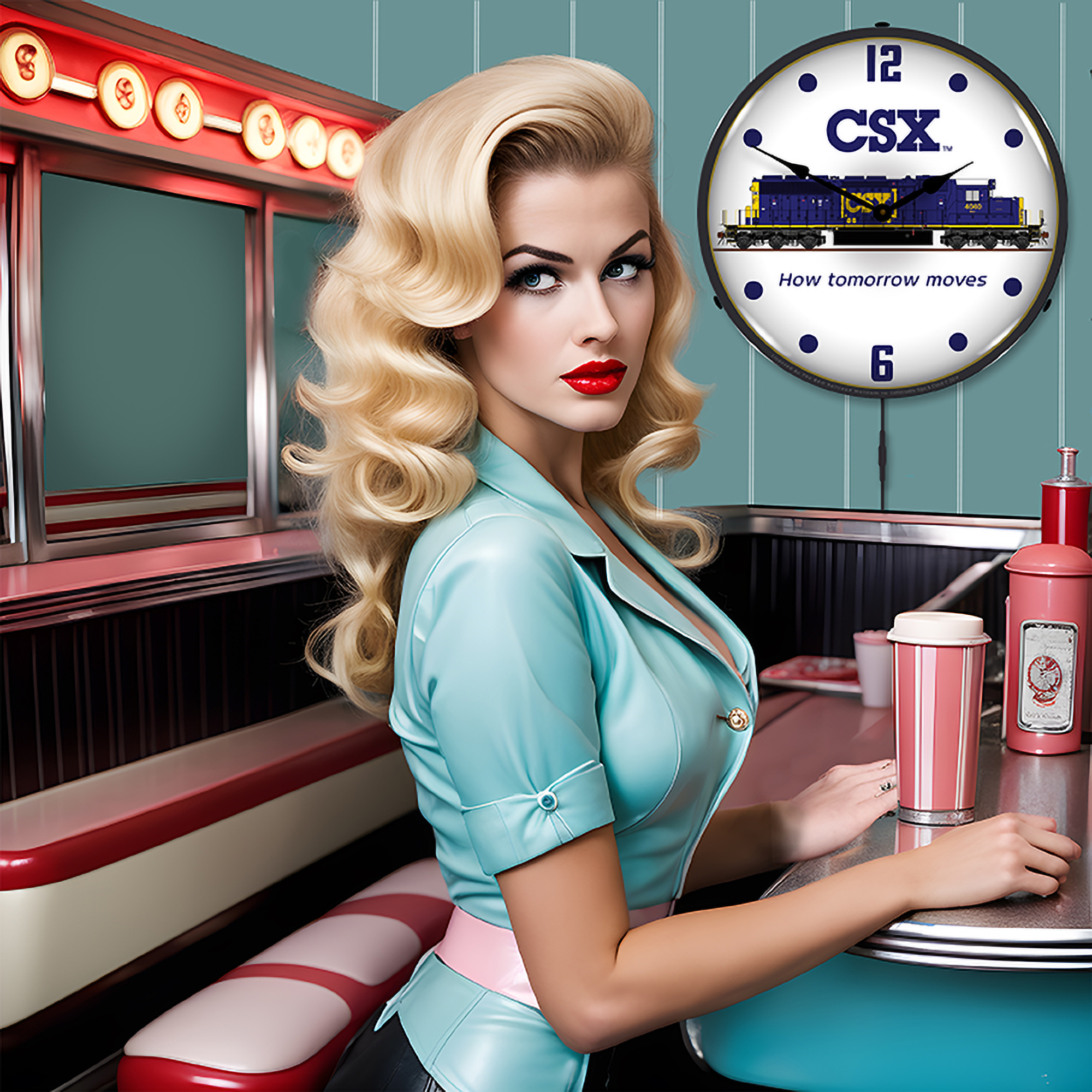 CSX Railroad LED Wall Clock Illuminated not Neon 4 CSX Railroad LED Wall Clock Illuminated not Neon - Image 4