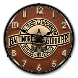 B&O Railroad 3 LED Wall Clock Illuminated not Neon