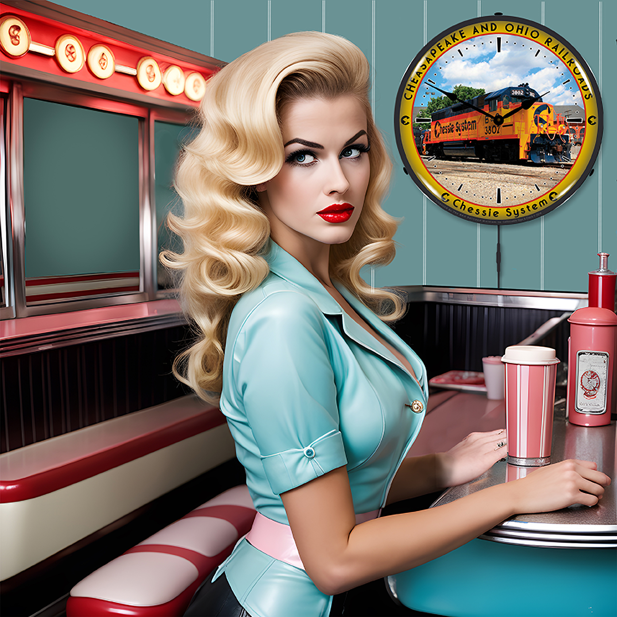 Chessie Railroad 3802 LED Wall Clock Illuminated not Neon 3 Chessie Railroad 3802 LED Wall Clock Illuminated not Neon - Image 3