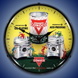 Conoco Motor Oil LED Wall Clock Illuminated not Neon