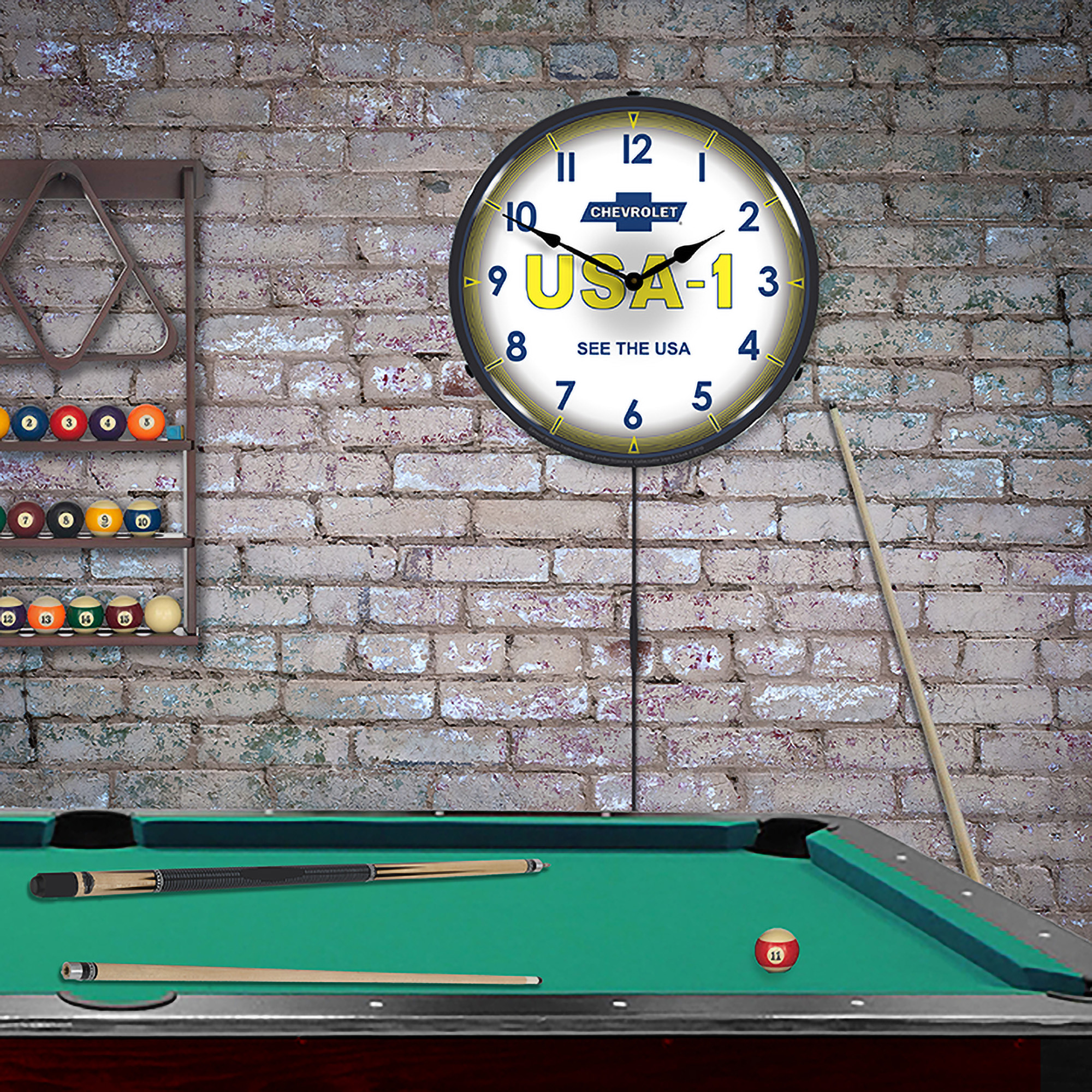 Chevrolet USA 1 LED Wall Clock Illuminated not Neon 4 Chevrolet USA 1 LED Wall Clock Illuminated not Neon - Image 4