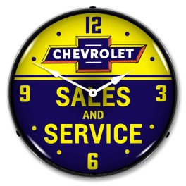 Chevrolet Bowtie Sales and Service LED Wall Clock Illuminated not Neon