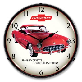 1957 Corvette Fuel Injection LED Wall Clock Illuminated not Neon