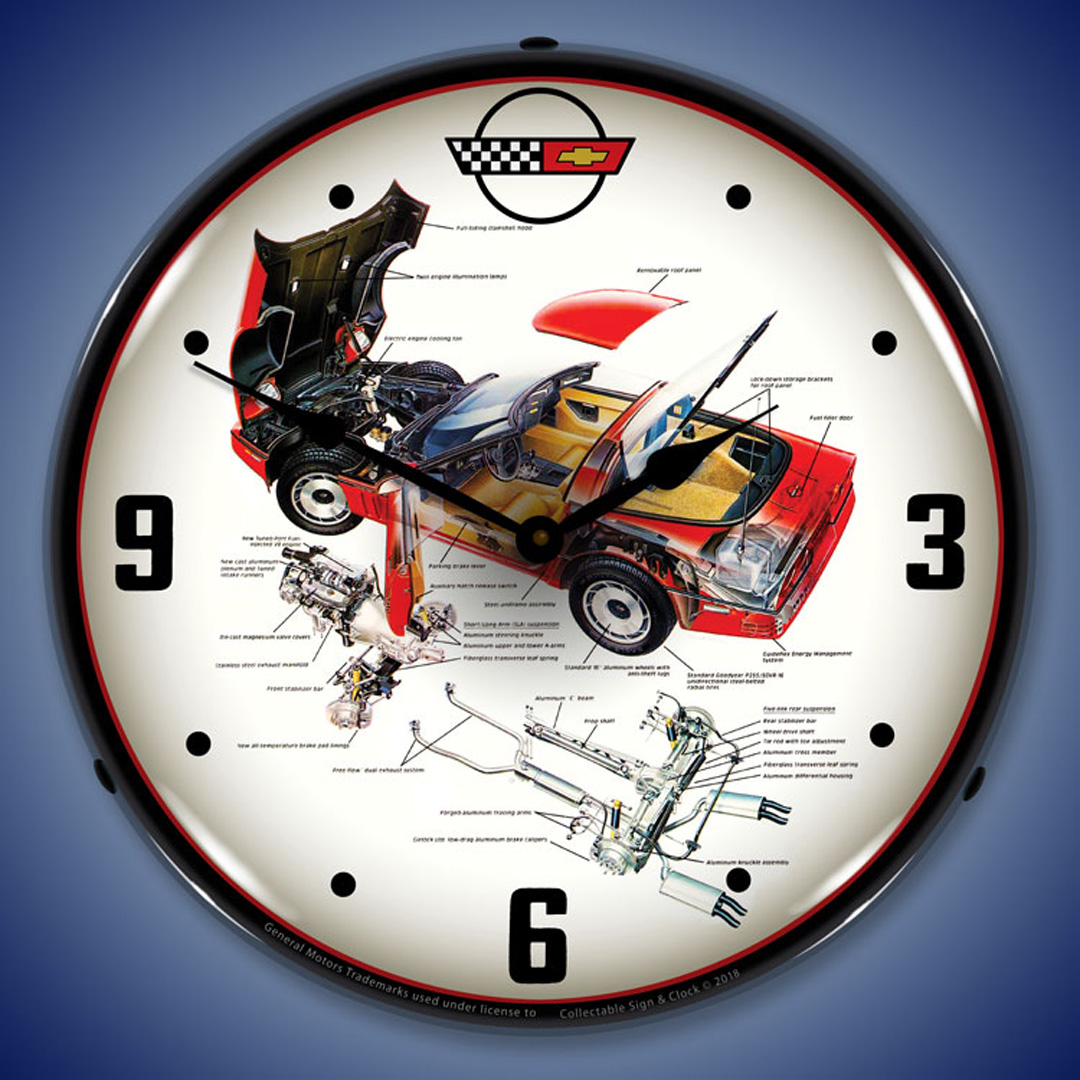 C4 Corvette Tech LED Wall Clock Illuminated not Neon 2 C4 Corvette Tech LED Wall Clock Illuminated not Neon - Image 2