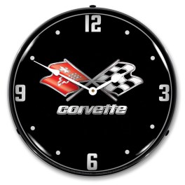 C3 Corvette Black Tie  LED Wall Clock Illuminated not Neon