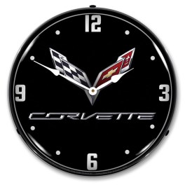C7 Corvette Black Tie LED Wall Clock Illuminated not Neon