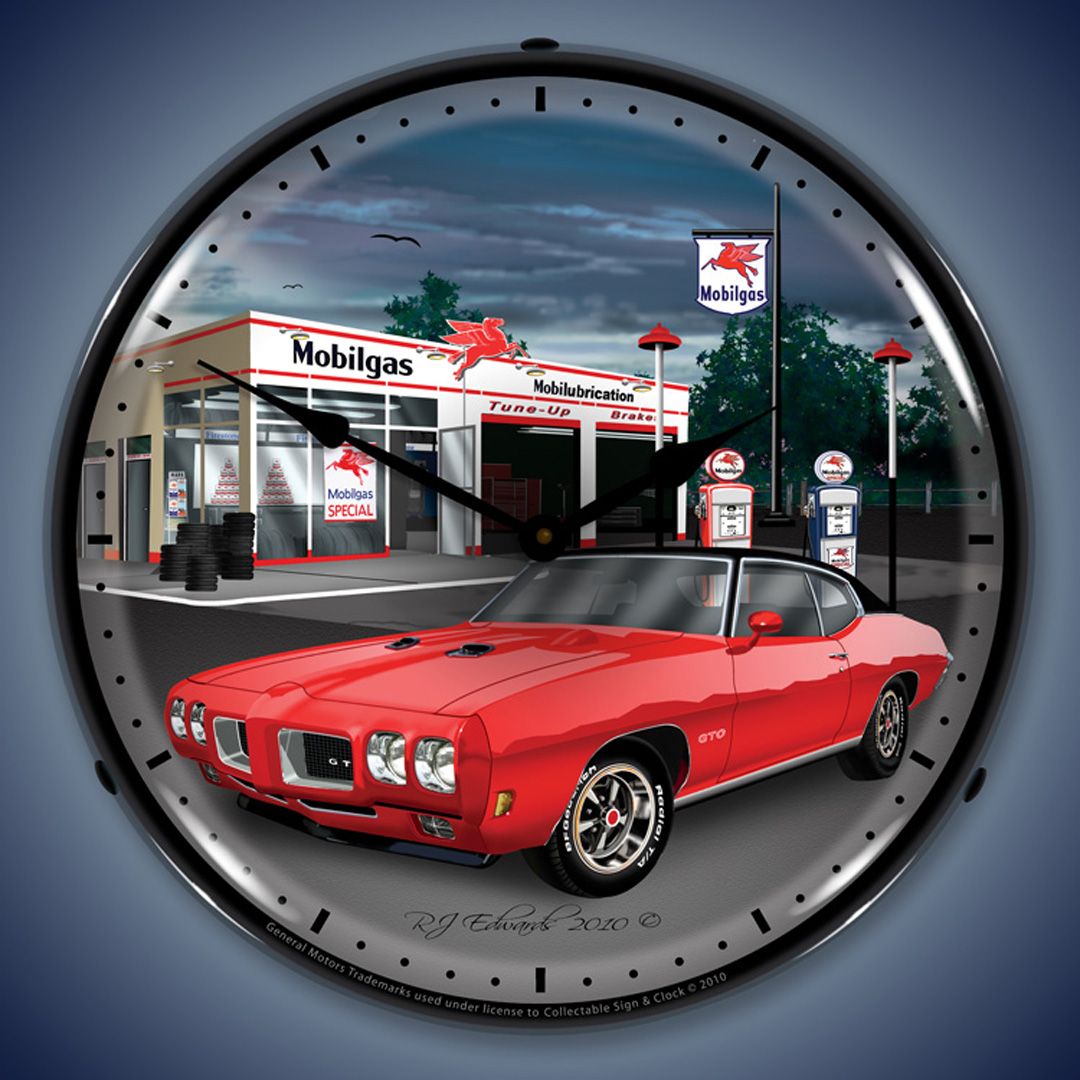 1970 GTO Mobilegas LED Wall Clock Illuminated not Neon 2 1970 GTO Mobilegas LED Wall Clock Illuminated not Neon - Image 2