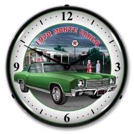 1970 Monte Carlo Green LED Wall Clock Illuminated not Neon
