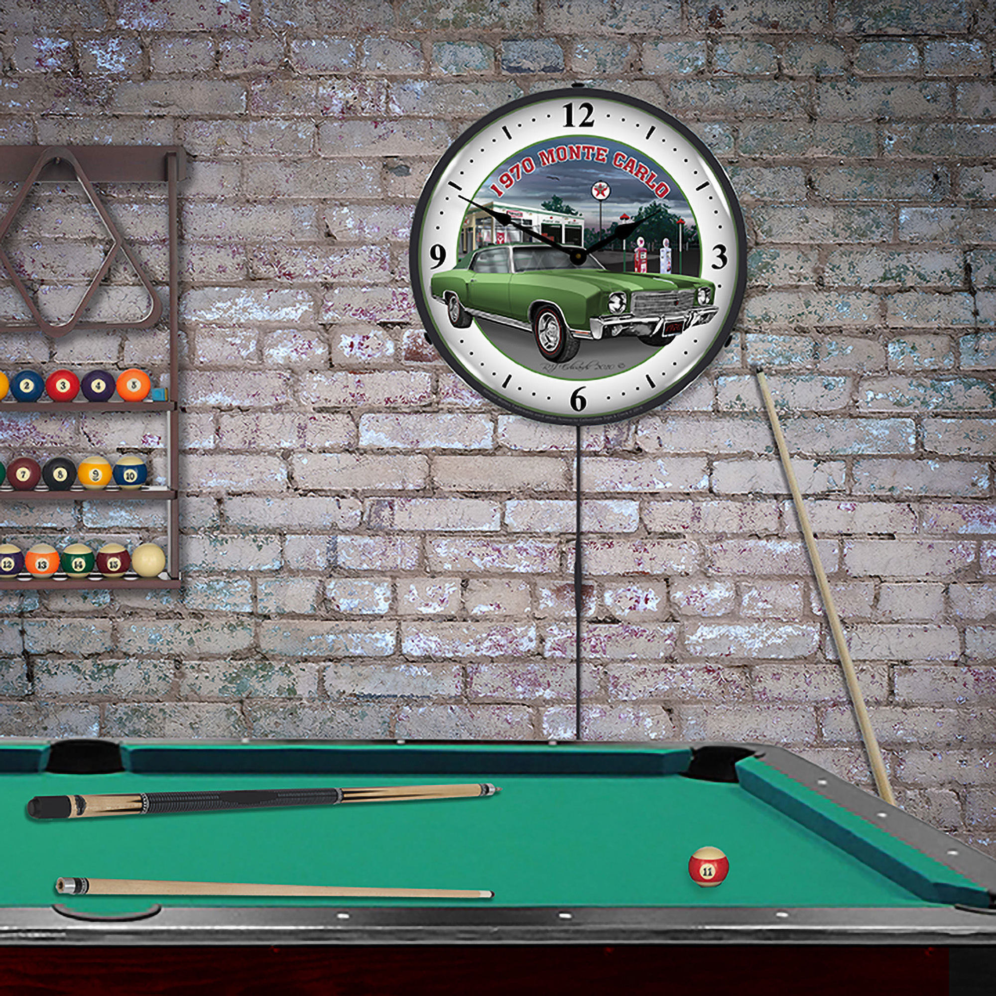 1970 Monte Carlo Green LED Wall Clock Illuminated not Neon 4 1970 Monte Carlo Green LED Wall Clock Illuminated not Neon - Image 4