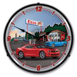 Camaro Esso Station LED Wall Clock Illuminated not Neon