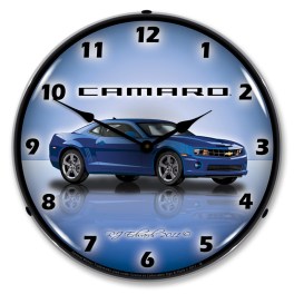 Camaro G5 Imperial Blue LED Wall Clock Illuminated not Neon