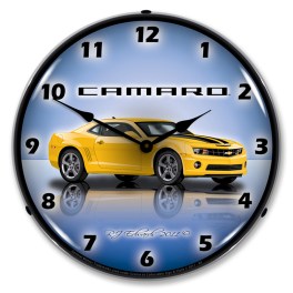 Camaro G5 Rally Yellow LED Wall Clock Illuminated not Neon