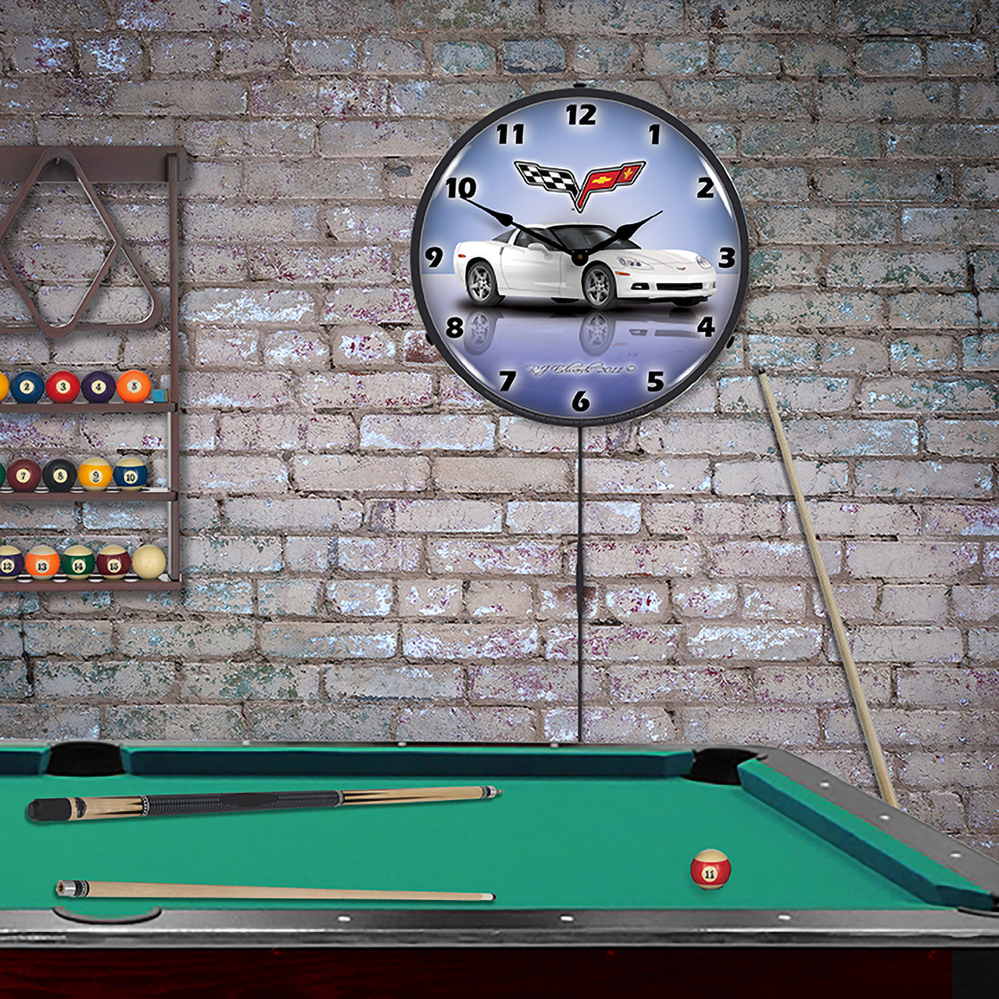 C6 Corvette Arctic White LED Lighted Premium Wall Clock 4 C6 Corvette Arctic White LED Lighted Premium Wall Clock - Image 4