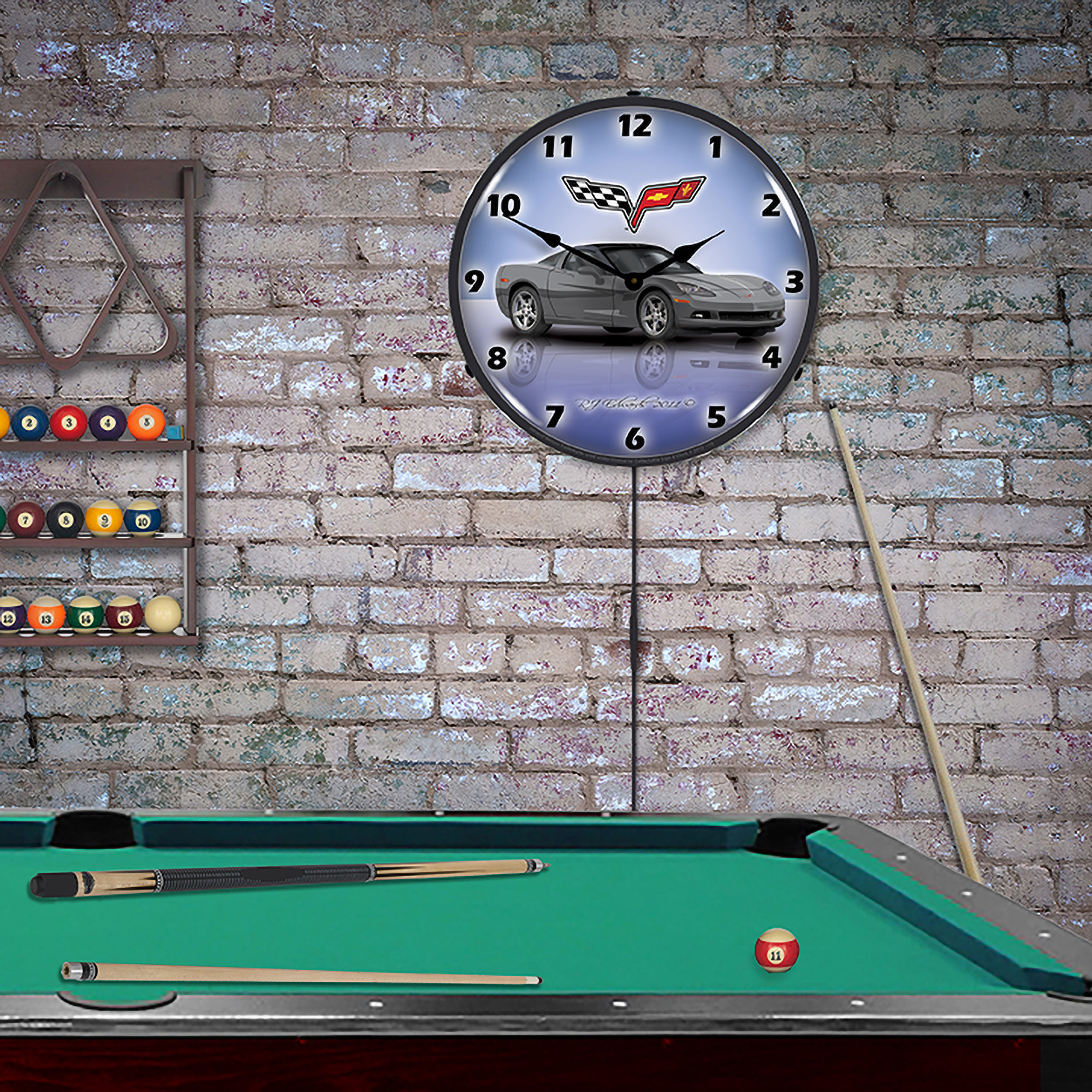 C6 Corvette Cyber Grey LED Wall Clock Illuminated not Neon 4 C6 Corvette Cyber Grey LED Wall Clock Illuminated not Neon - Image 4