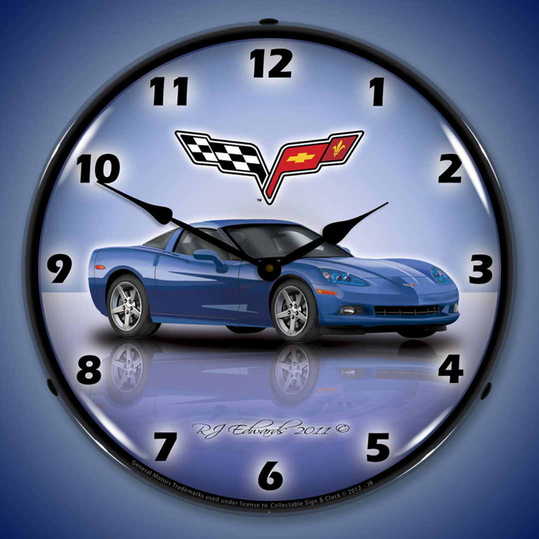 C6 Corvette Jetstream Blue LED Wall Clock Illuminated not Neon 2 C6 Corvette Jetstream Blue LED Wall Clock Illuminated not Neon - Image 2