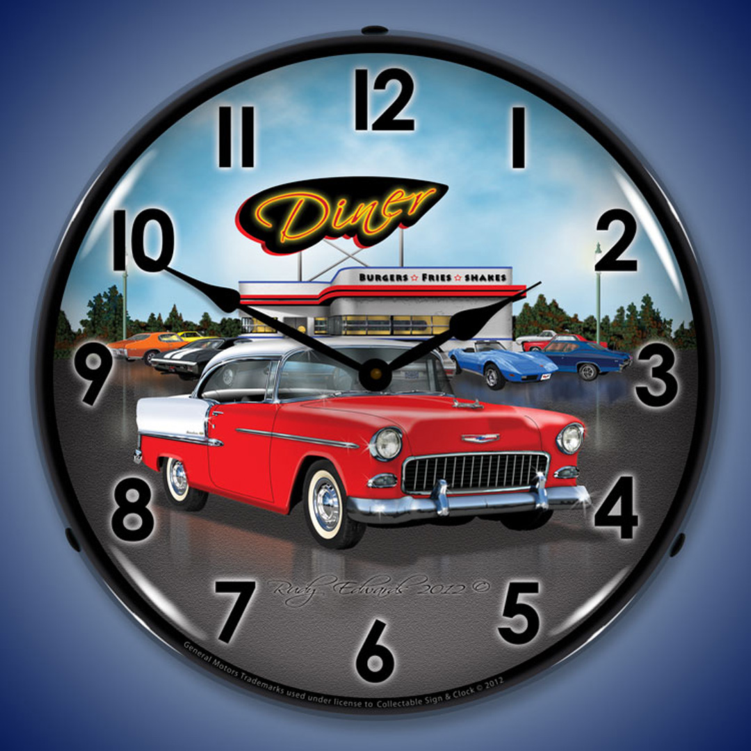 1955 Bel Air Diner LED Wall Clock Illuminated not Neon 2 1955 Bel Air Diner LED Wall Clock Illuminated not Neon - Image 2