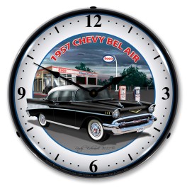 1957 Chevy Esso LED Wall Clock Illuminated not Neon