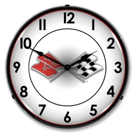 Corvette Flags LED Wall Clock Illuminated not Neon