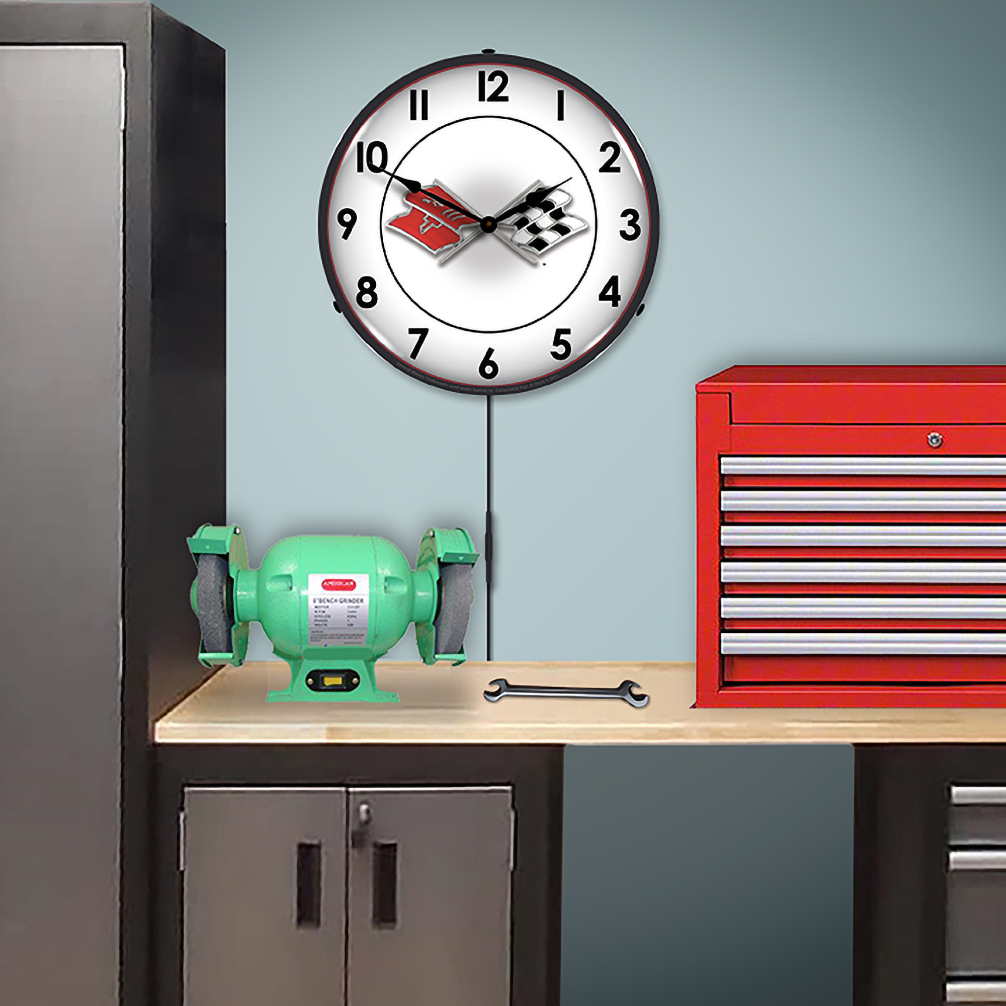 Corvette Flags LED Wall Clock Illuminated not Neon 5 Corvette Flags LED Wall Clock Illuminated not Neon - Image 5