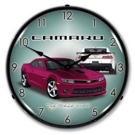2014 SS Camaro Deep Magenta LED Wall Clock Illuminated not Neon