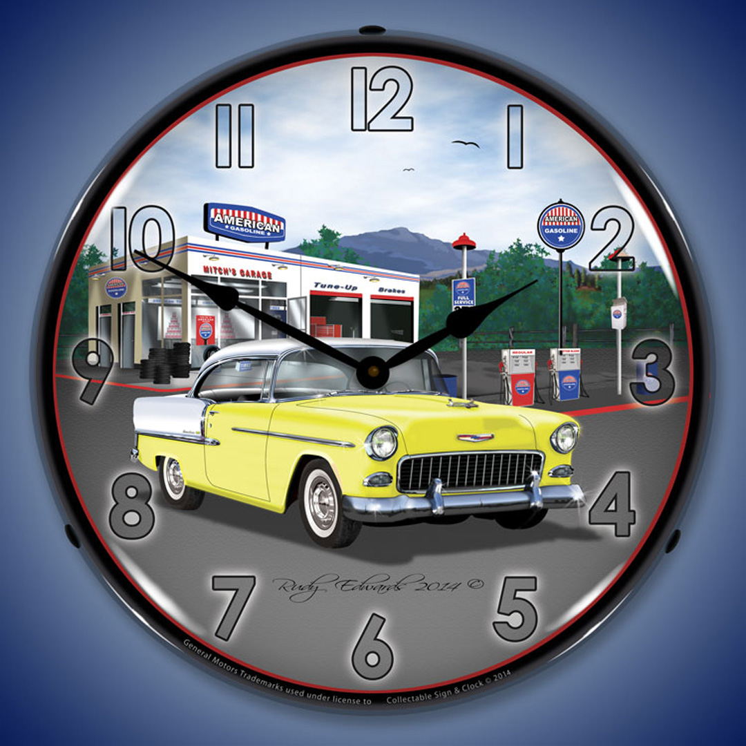 1955 Bel Air Mitch's Garage LED Wall Clock Illuminated not Neon 2 1955 Bel Air Mitch's Garage LED Wall Clock Illuminated not Neon - Image 2