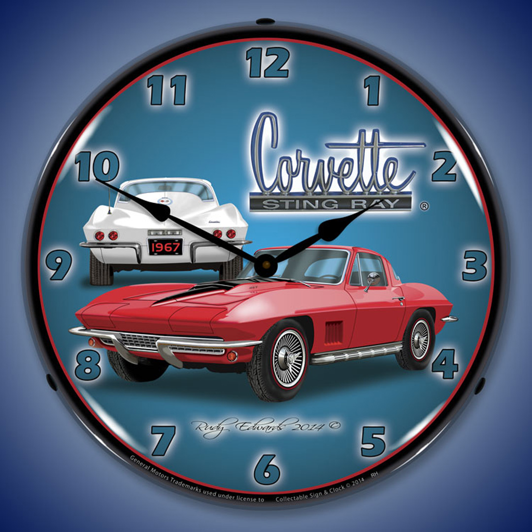 1967 Corvette Stingray LED Wall Clock Illuminated not Neon 2 1967 Corvette Stingray LED Wall Clock Illuminated not Neon - Image 2