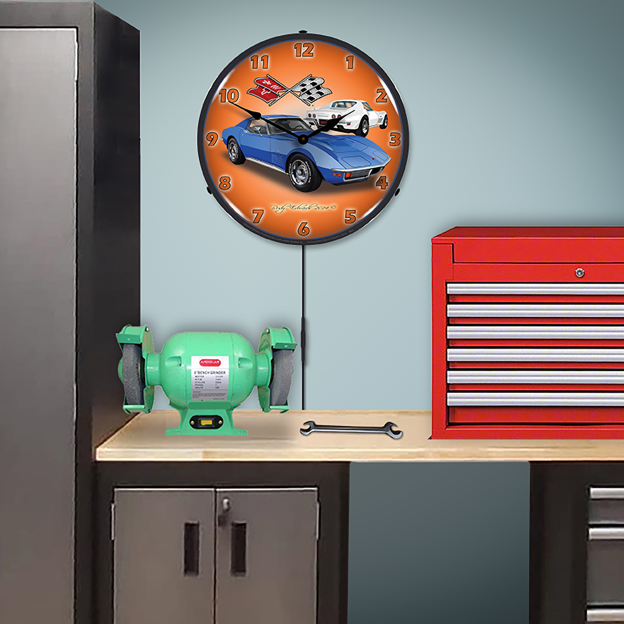 1971 Corvette Stingray Blue LED Wall Clock Illuminated not Neon 5 1971 Corvette Stingray Blue LED Wall Clock Illuminated not Neon - Image 5