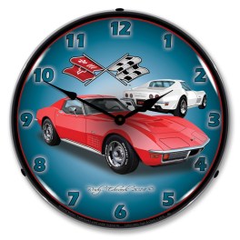 1971 Corvette Stingray Red LED Wall Clock Illuminated not Neon