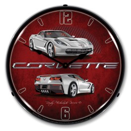 C7 Corvette Blade Silver LED Wall Clock Illuminated not Neon