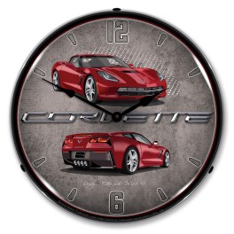 C7 Corvette Crystal Red LED Wall Clock Illuminated not Neon