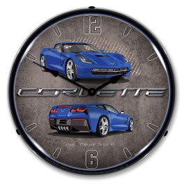 C7 Corvette Laguna Blue LED Wall Clock Illuminated not Neon