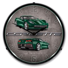 C7 Corvette Lime Rock Green LED Wall Clock Illuminated not Neon