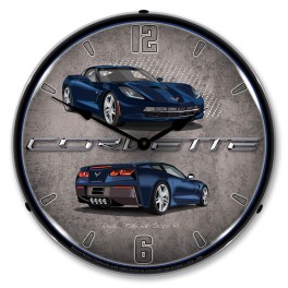C7 Corvette Night Race Blue LED Wall Clock Illuminated not Neon
