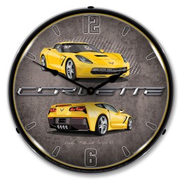 C7 Corvette Velocity Yellow LED Wall Clock Illuminated not Neon