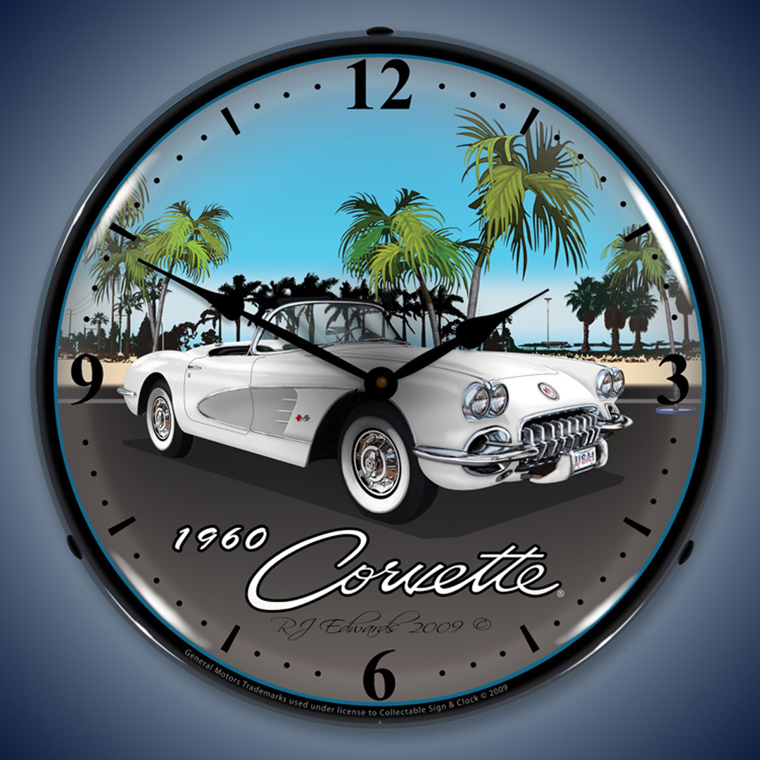 1960 Corvette LED Wall Clock Illuminated not Neon 2 1960 Corvette LED Wall Clock Illuminated not Neon - Image 2