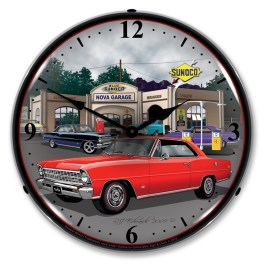1967 Nova ( red ) LED Wall Clock  Illuminated not Neon