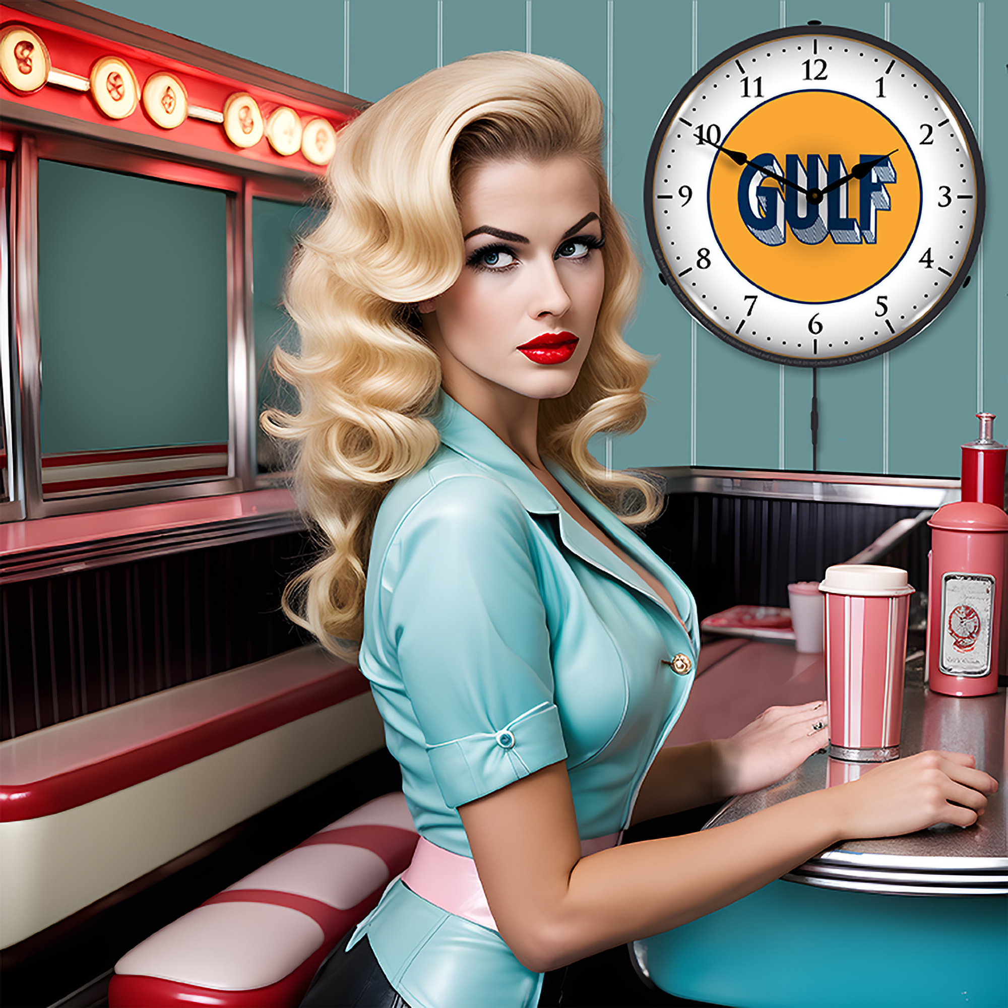 Gulf 1920 LED Wall Clock Illuminated not Neon 4 Gulf 1920 LED Wall Clock Illuminated not Neon - Image 4