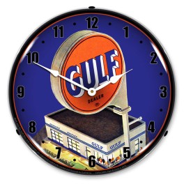 Gulf Station 1960 LED Wall Clock Illuminated not Neon