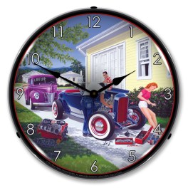 Shade Tree Mechanic LED Wall Clock Illuminated not Neon