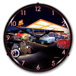 Teds Drive In LED Wall Clock Illuminated not Neon